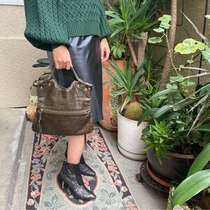 Vintage dark olive Pietro Alessandro leather handbag/clutch